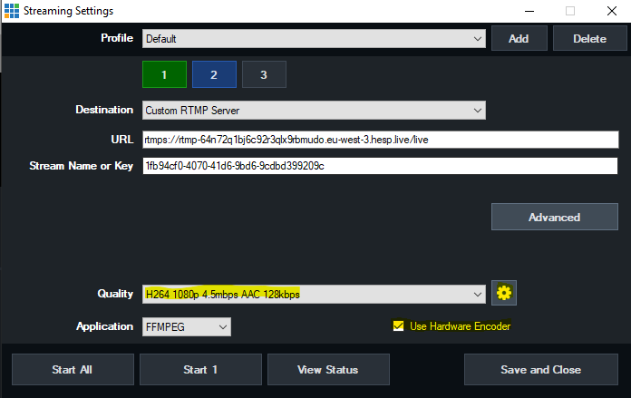 vMix quality settings
