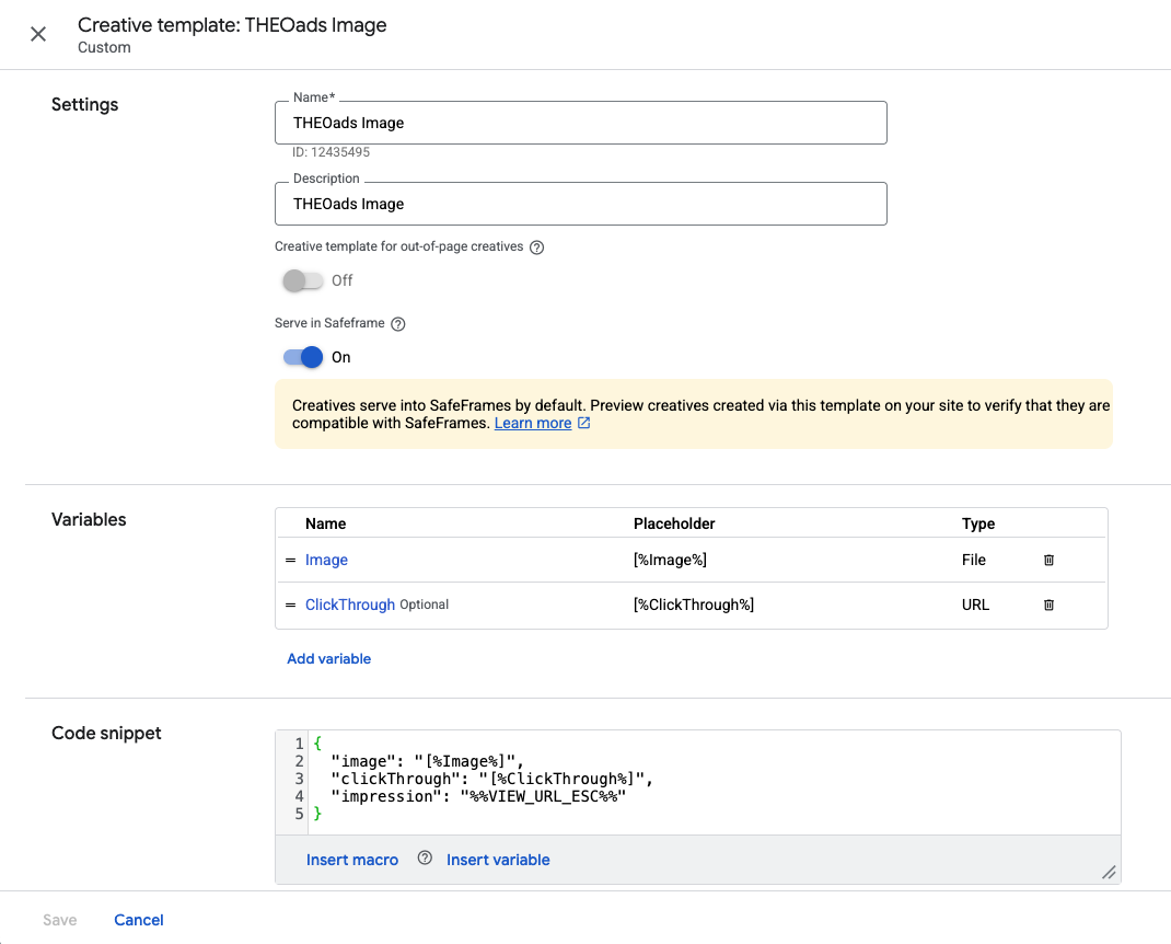Create custom creative template