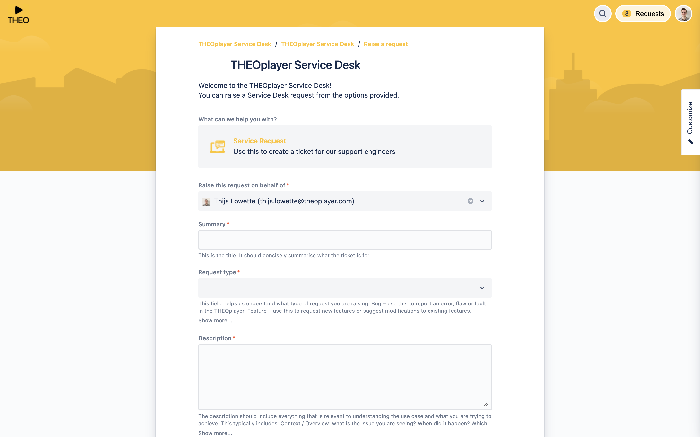 THEOplayer Jira Service Desk