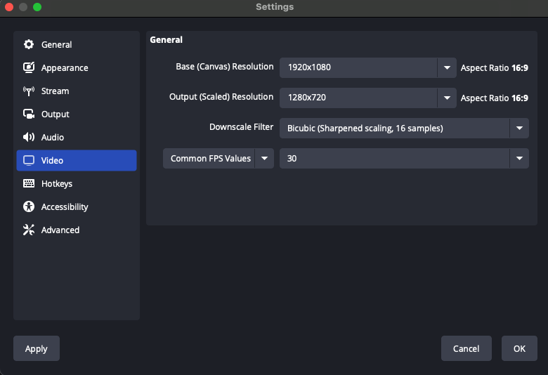 Defining output settings