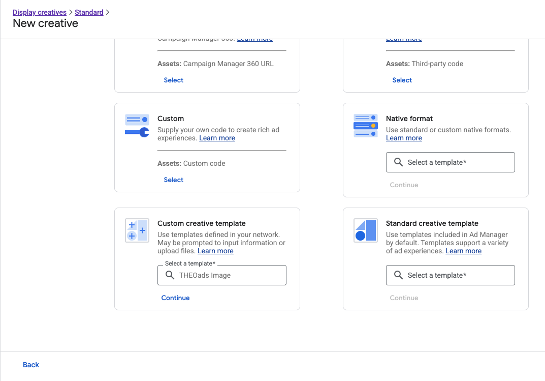 Create custom creative template