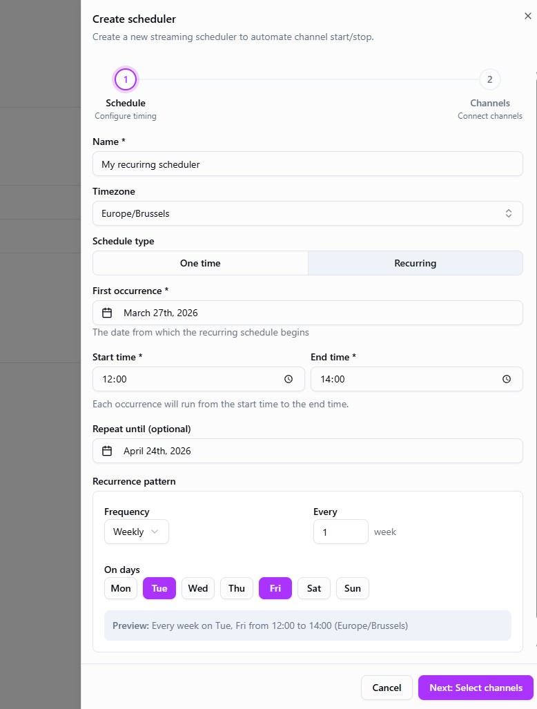 Recurring scheduler
