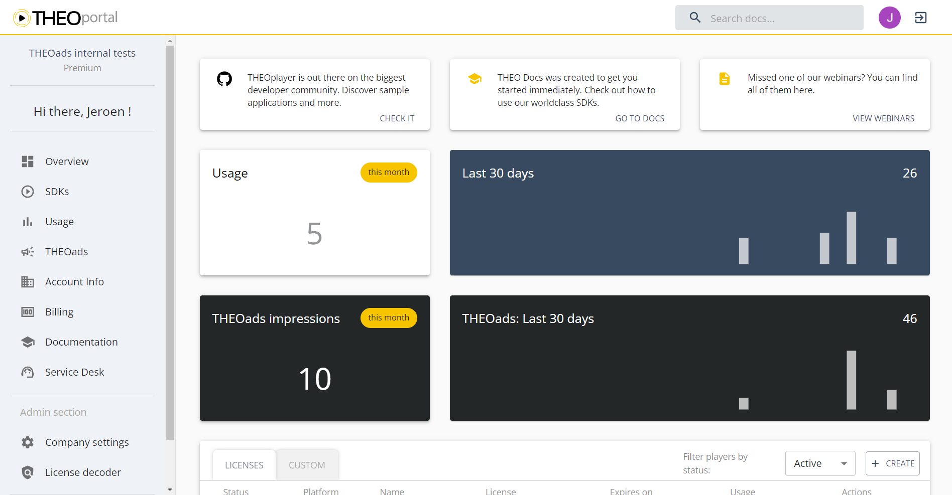Portal dashboard